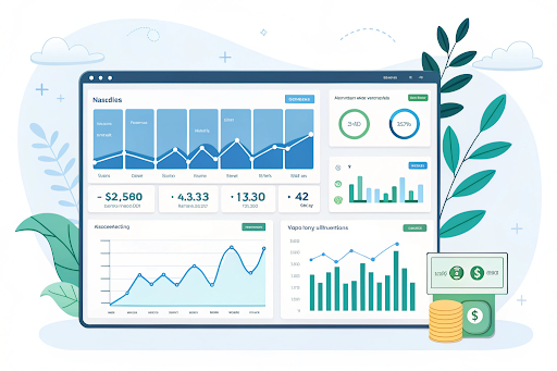 Meta Ads dashboard showing sales tracking metrics for campaign performance analysis .